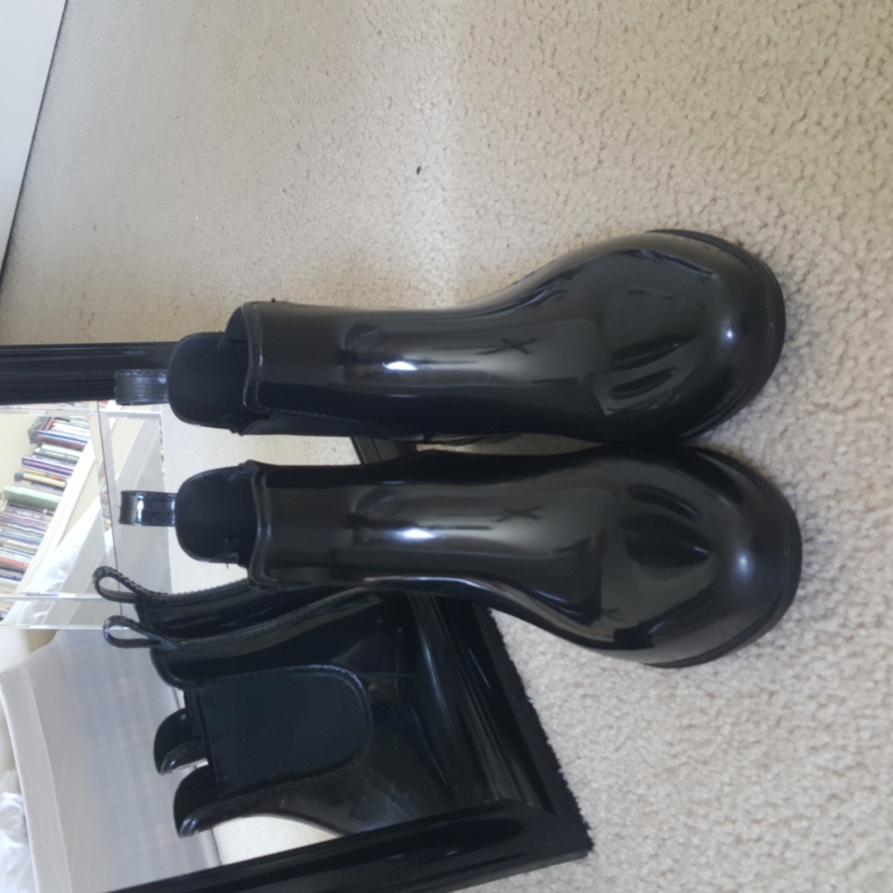 Shiny Black Chelsea Rain Boots